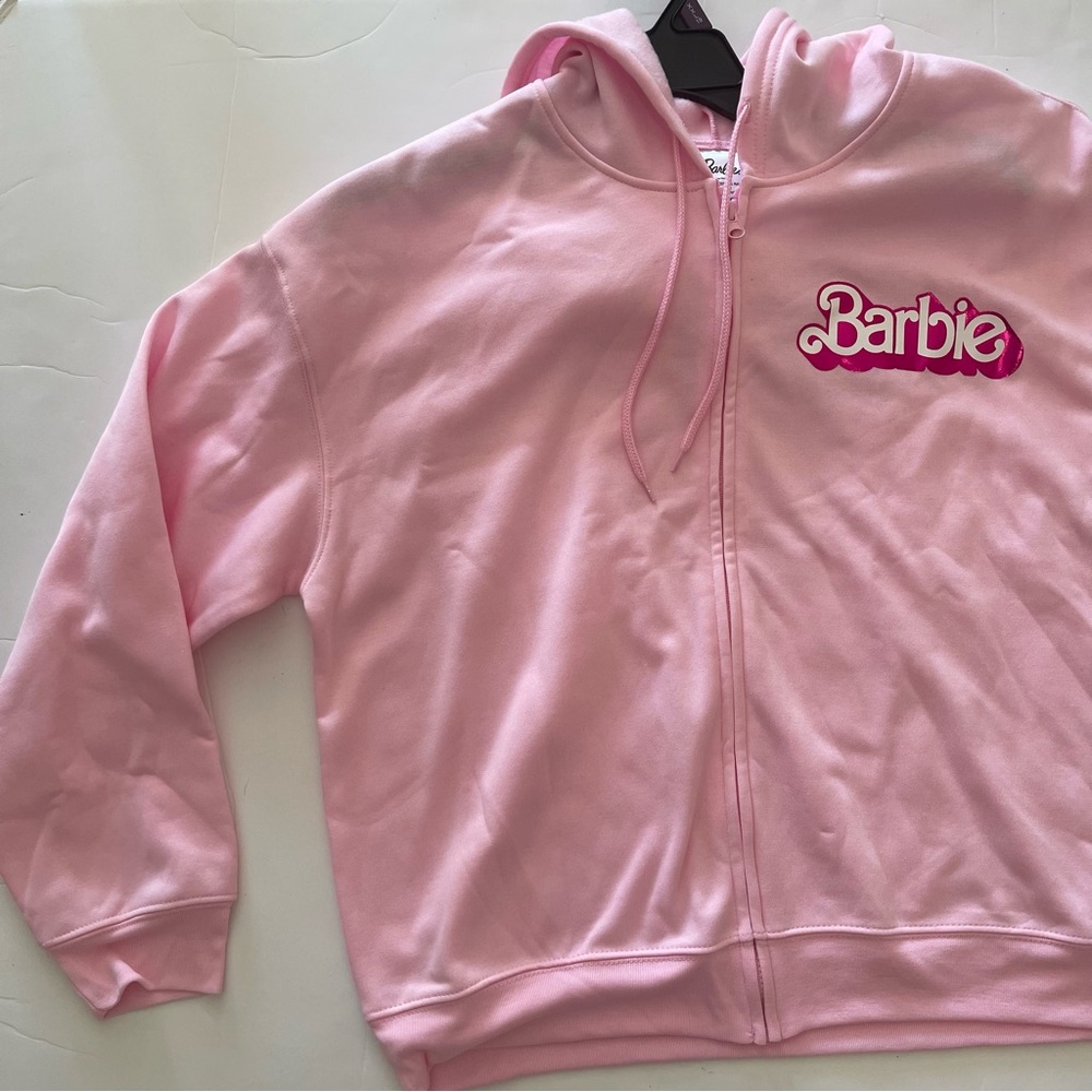 Barbie Pink Zip Front Hooded Sweatshirt